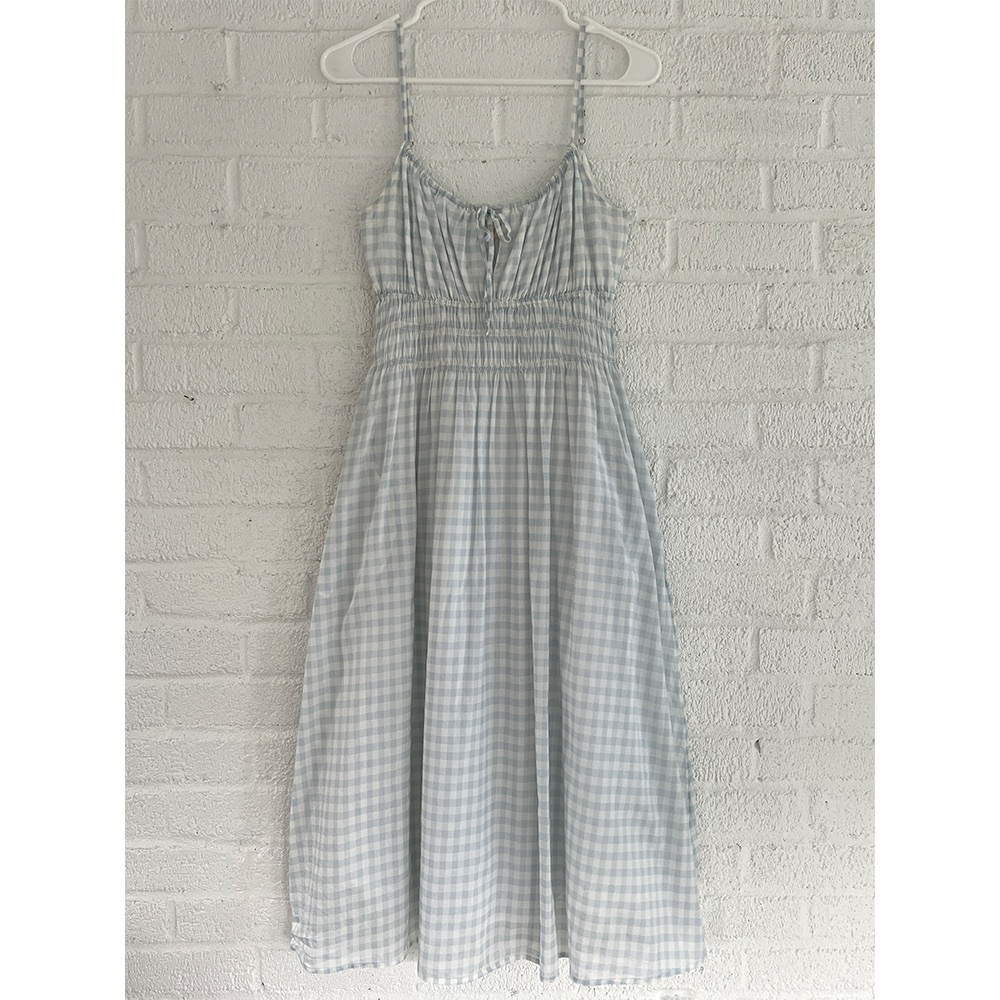 Tory Burch Gingham Blue and White Midi Dress | size small